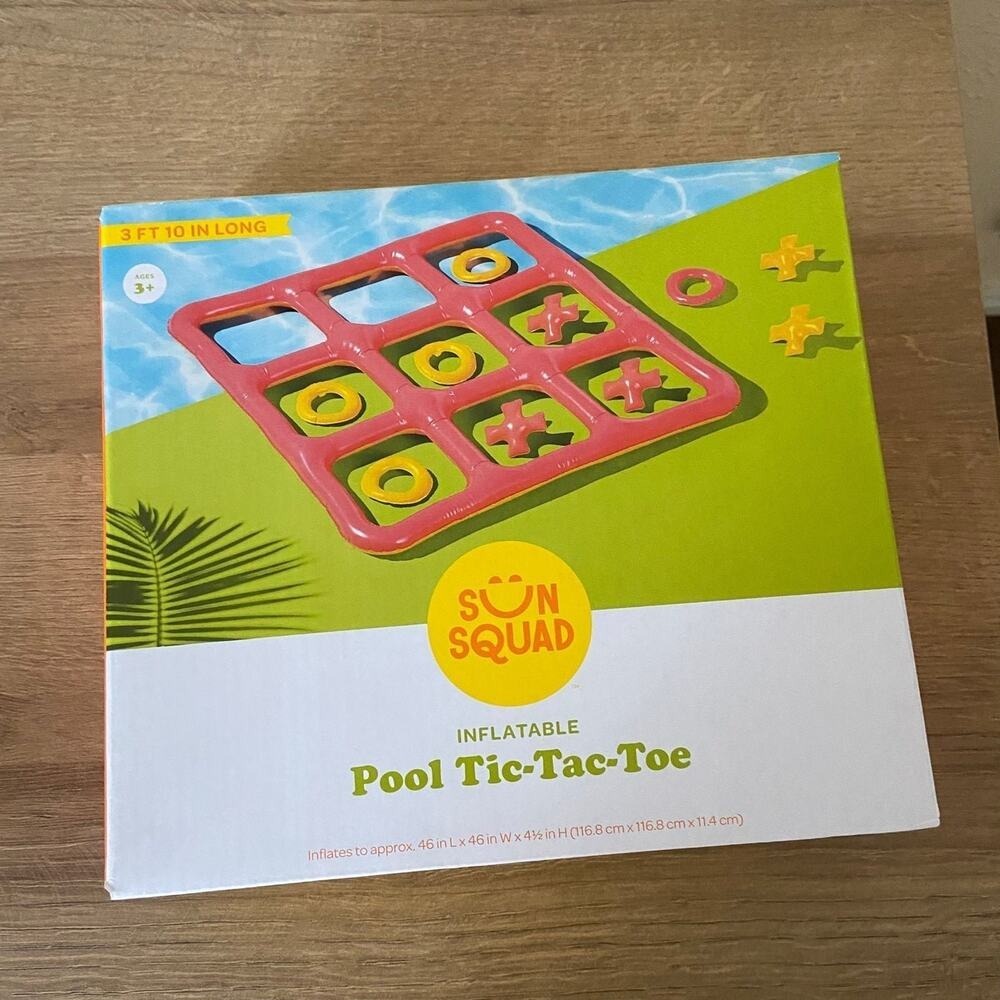 Sun Squad Inflatable Pool Tic-Tac-Toe Game Floating Water Toy Pink Yellow New